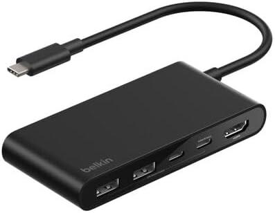 imageBelkin USB C Hub 5Port Hub w 4K HDMI Display 60Hz 100W Power Delivery Fast Data Transfer 5Gbps USB C Multiport Adapter for MacBook iPad Pro Chromebook amp More Upgraded HDMI 20 Black5 in 1 MultiPort