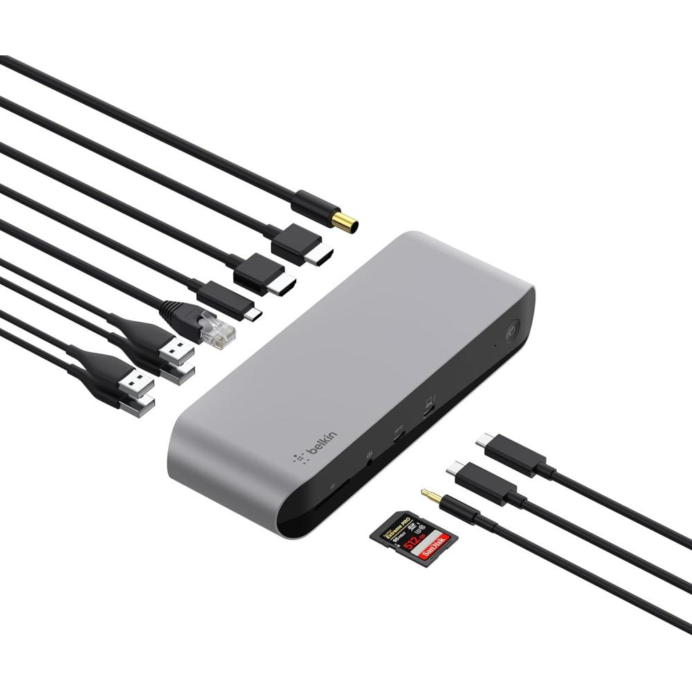 imageBelkin Thunderbolt 3 Dock Pro w Thunderbolt 3 Cable USBC Hub USBC Docking Station for MacOS amp Windows Dual 4K 60Hz 40Gbps Transfer Speed 85W Upstream Charging w Ethernet SD amp Audio PortsThunderbolt 3