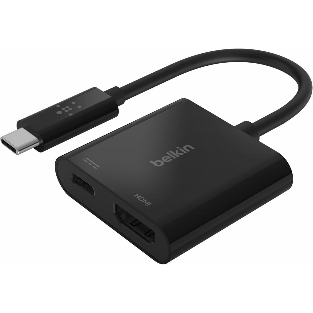 imageBelkin USB C to HDMI Adapter  USBC Charging Port to Charge While You Display Supports 4K UHD Video Passthrough Power up to 60W for Connected Devices Compatible with MacBook iPad Windows