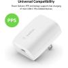 Belkin USB C Charger Block 30W, Fast Charging – iPhone 17, Air, Pro, Pro Max, Samsung Galaxy S25, iPad, AirPods, Apple Watch, Nintendo Switch 2 & More – White(20W + C-LTG Cable)