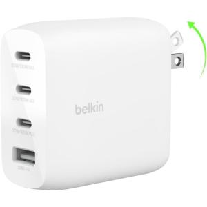 Belkin 112W 4-Port GaN Charger Block, USB-C Power Delivery Super Fast Charging & USB-A Port – MacBook, Samsung Galaxy S25, Apple iPhone 17, Air, iPad, Google Pixel, Nintendo Switch 2, etc. – White