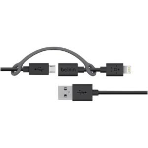 Belkin 3-Feet Micro-USB Cable with Lightning Connector Adapter – Retail Packaging – Black
