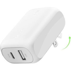 Belkin 42W Dual Port Charger Block, USB-C + USB-A Charger Super Fast Charging – Samsung Galaxy S25, Apple iPhone 17, Air, Pro, Pro Max, iPad, AirPods, Apple Watch, Nintendo Switch 2 & More – White(White)