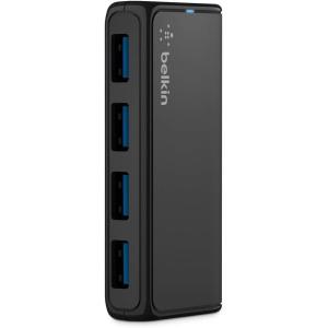 Belkin 4-Port USB 3.0 Hub – SuperSpeed Powered Station with 5 Gbps Data & Charging, Compact Desktop Adapter for Laptops, iPhone Chargers, Printers, Storage Devices – Black(4-Port USB 3.0)