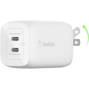 Belkin Dual USB C Charger Block 65W, Super Fast Charging PD 3.0 w/GaN – Samsung Galaxy S25, Apple iPhone 17, Air, Pro, Pro Max, iPad, MacBook, AirPods, Apple Watch, & More – Black(65W White)