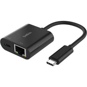 Belkin USB-C to Ethernet Adapter, Gigabit Ethernet Port Compatible w/ USB-C Devices, USB-C to Ethernet Cable for MacBook Pro & Dell XPS 13” Laptops, Ethernet USB-C Hub, Ethernet USB-C Adapter – Black(Ethernet + Charging (100W))