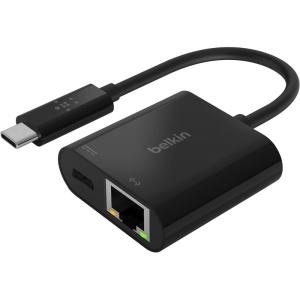 Belkin USB-C to Ethernet Adapter, Gigabit Ethernet Port Compatible w/ USB-C Devices, USB-C to Ethernet Cable for MacBook Pro & Dell XPS 13” Laptops, Ethernet USB-C Hub, Ethernet USB-C Adapter – Black(Ethernet + Charging (60W))