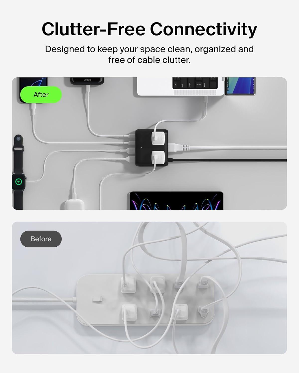 imageBelkin 2Outlet GaN Charging Station 140W USB C Charger w 2X AC Outlets 3X USB C Ports and 1x USB A Port Power Strip for iPhone Apple Watch iPad MacBook Chromebook Galaxy Pixel amp More70W 3 AC Outlet
