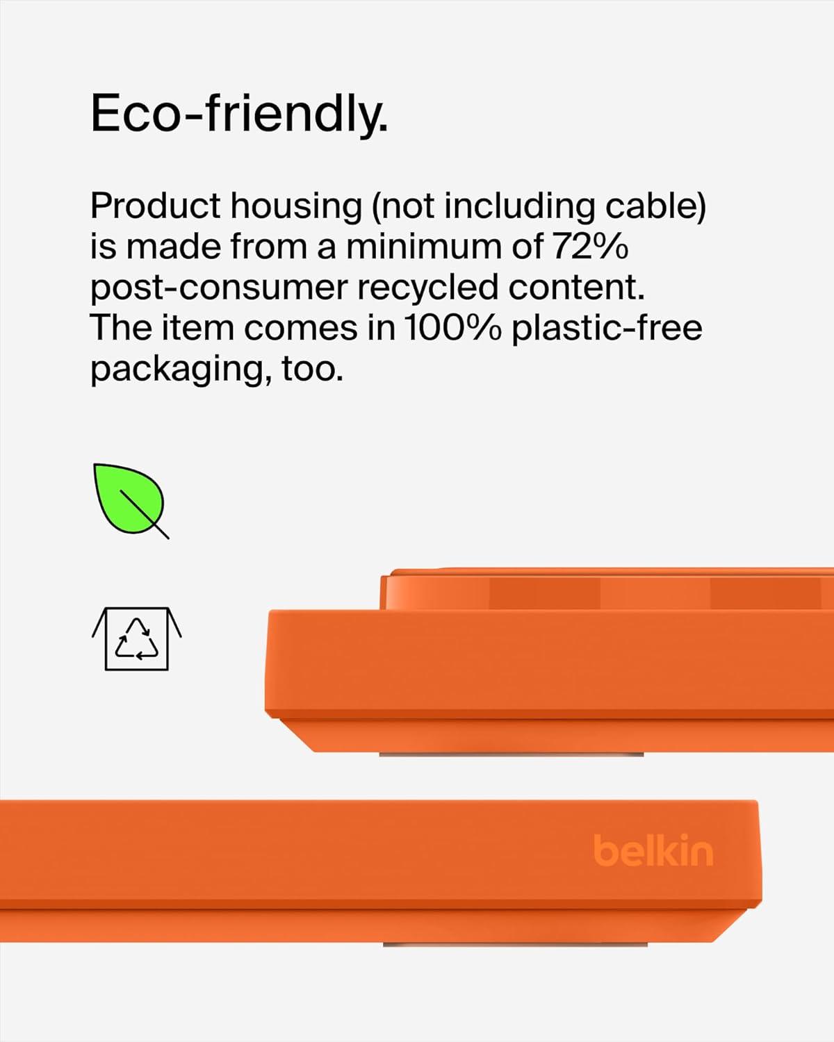 imageBelkin 2in1 Wireless Charging Pad with MagSafe 15W Fast Charging iPhone Charger Wireless Charging Station for iPhone 17 16 15 and 14 Series AirPods and Other MagSafe Enabled Devices OrangeOrange