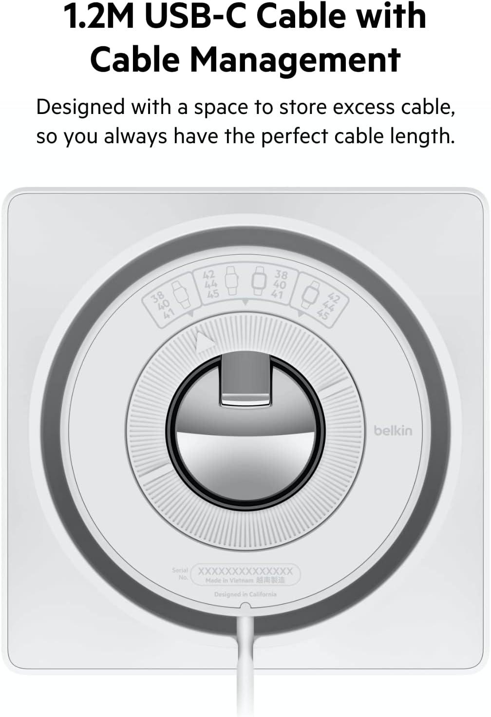 imageBelkin Apple Watch Charger Fast Wireless Charging Pad Travel Charger with Nightstand Mode MagSafe Charging Station WUSBC Cable Included for Apple Watch All Models White