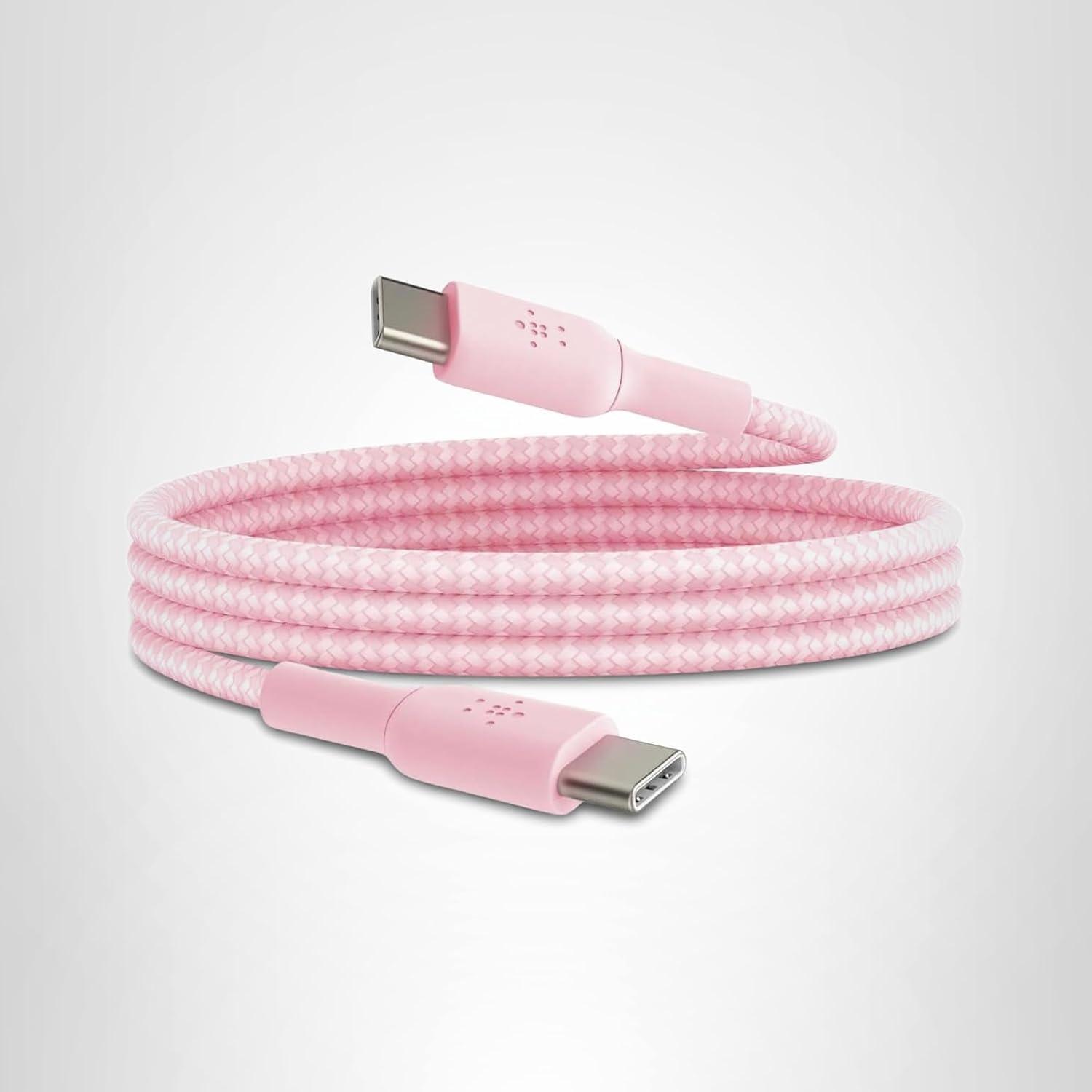 imageBelkin BoostCharge 2M66ft Braided USBC to USBC Cable for iPhone 17 iPhone 17 Pro iPhone 17 Pro Max Galaxy S25 S24 Note Pixel 10 amp 9 iPad Pro Nintendo Switch 2 amp More PinkPink