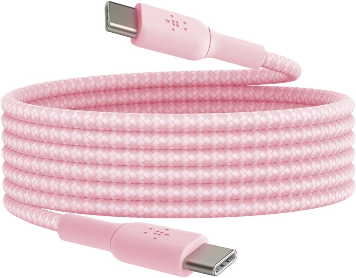 imageBelkin BoostCharge 2M66ft Braided USBC to USBC Cable for iPhone 17 iPhone 17 Pro iPhone 17 Pro Max Galaxy S25 S24 Note Pixel 10 amp 9 iPad Pro Nintendo Switch 2 amp More PinkPink