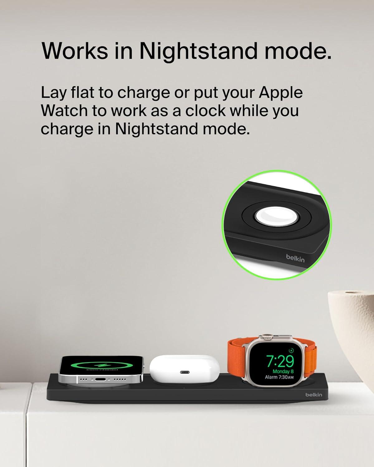 imageBelkin BoostCharge Pro 15W 3In1 Wireless MagSafe Charging Pad WhiteBlack