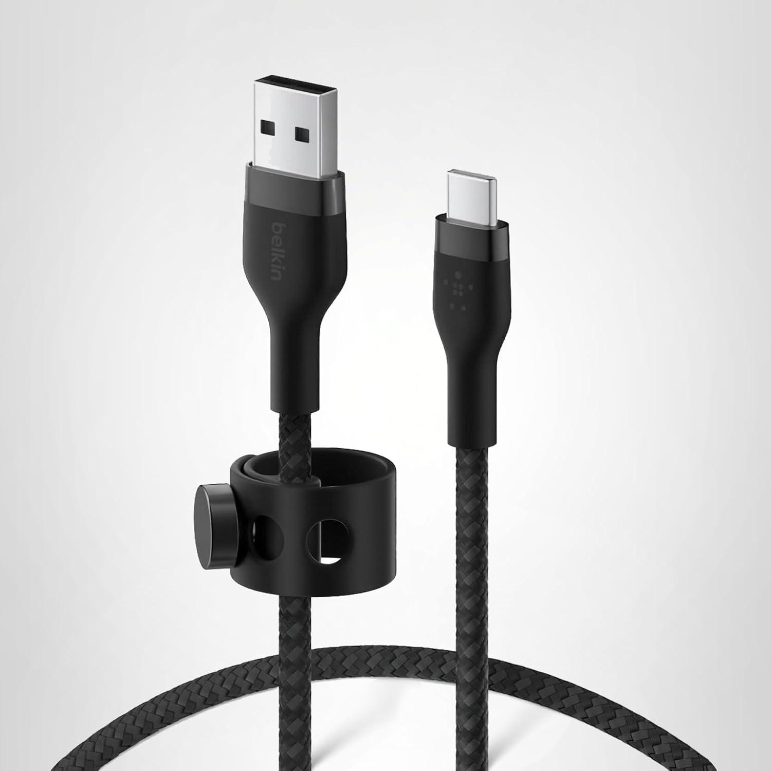 imageBelkin BoostCharge Pro Flex Braided USBC to USBA 2M66ft Fast Charging Cable USBIF Certified for iPhone 17 iPhone 17 Pro iPad Pro Galaxy S25 S24 Pixel Nintendo Switch 2 amp More BlackBraided 33 ft