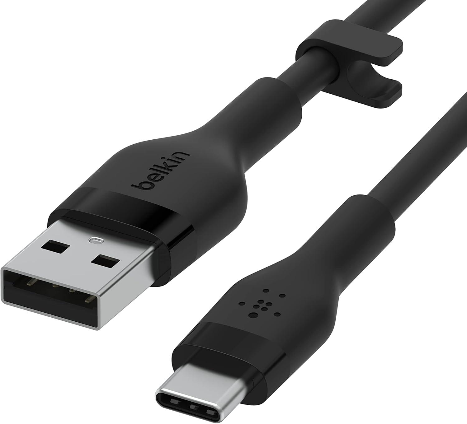 imageBelkin BoostCharge Pro Flex Braided USBC to USBA 2M66ft Fast Charging Cable USBIF Certified for iPhone 17 iPhone 17 Pro iPad Pro Galaxy S25 S24 Pixel Nintendo Switch 2 amp More BlackSilicone 66 ft