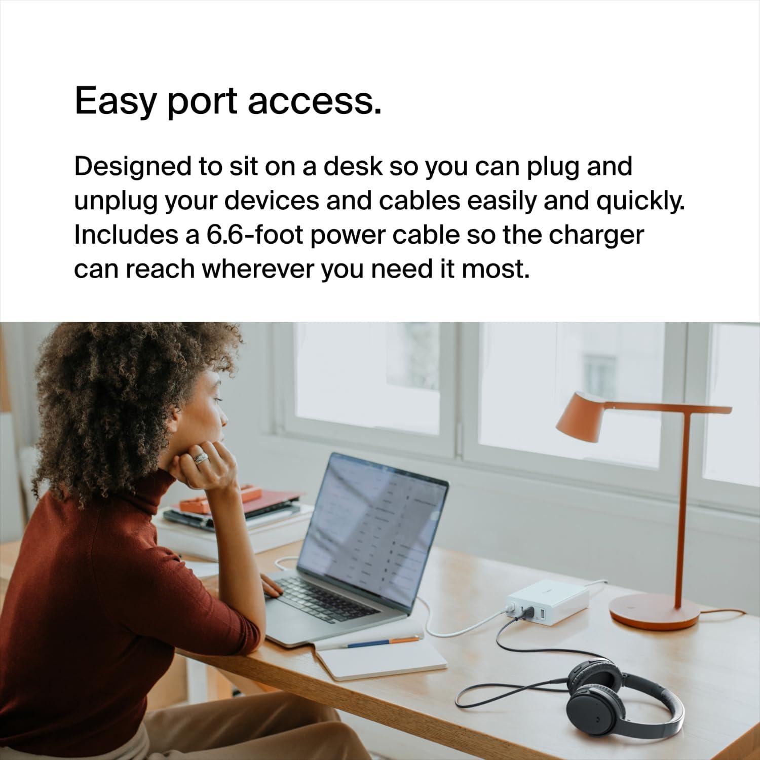 imageBelkin Charger Station 108W GaN 2X USBC and 2X USBA Ports Fast Desktop Charger Dock Hub for iPhone 17 Air Pro Apple Watch iPad MacBook Samsung Galaxy S25 Nintendo Switch 2 BlackWhite