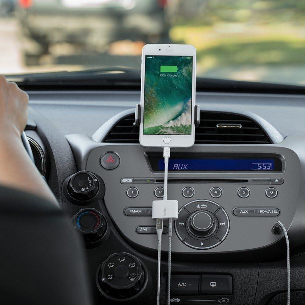 imageBelkin F8J212BTWHT Lightning amp 35mm Audio Dual Adapter Compatible with iPhone 1413 12 SE 11 XR MFi Certified Earphones amp Charge Simultaneously Data Transfer WhiteLightning 35mm Audio