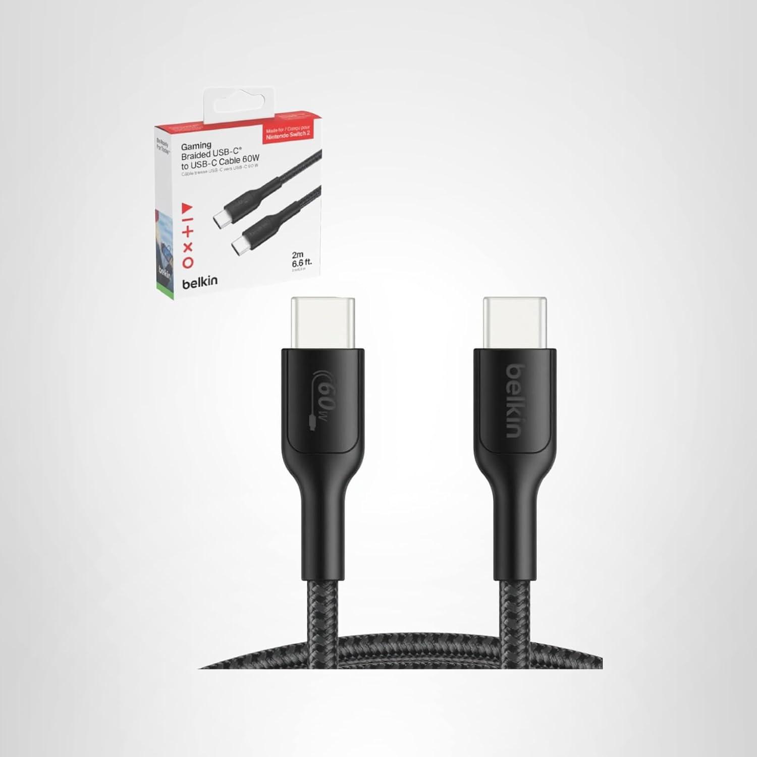 imageBelkin Gaming Dual USB C Charger Block for Nintendo Switch 2 and Pro Controller w 65W GaN Fast Charging Apple iPhone 17 iPad MacBook AirPods Samsung Galaxy S25 Google Pixel 10 amp More BlackCharging Cable