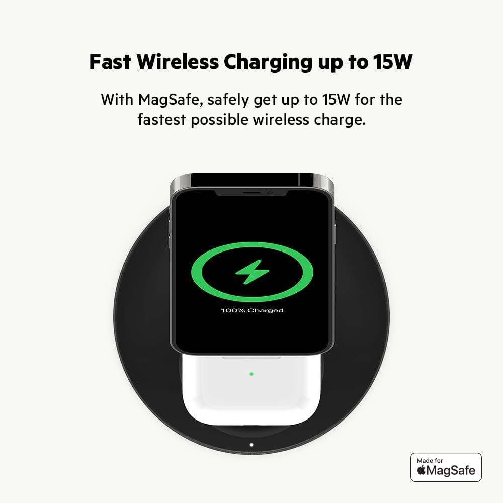 imageBelkin MagSafe 2in1 Wireless Charging Stand for Apple iPhone 16 iPhone 15 iPhone 14 amp iPhone 13 Series amp AirPods MagSafe Fast Charging Station for Multiple Devices WhiteBlack