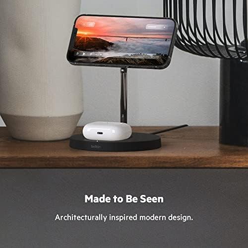 imageBelkin MagSafe 2in1 Wireless Charging Stand for Apple iPhone 16 iPhone 15 iPhone 14 amp iPhone 13 Series amp AirPods MagSafe Fast Charging Station for Multiple Devices WhiteBlack