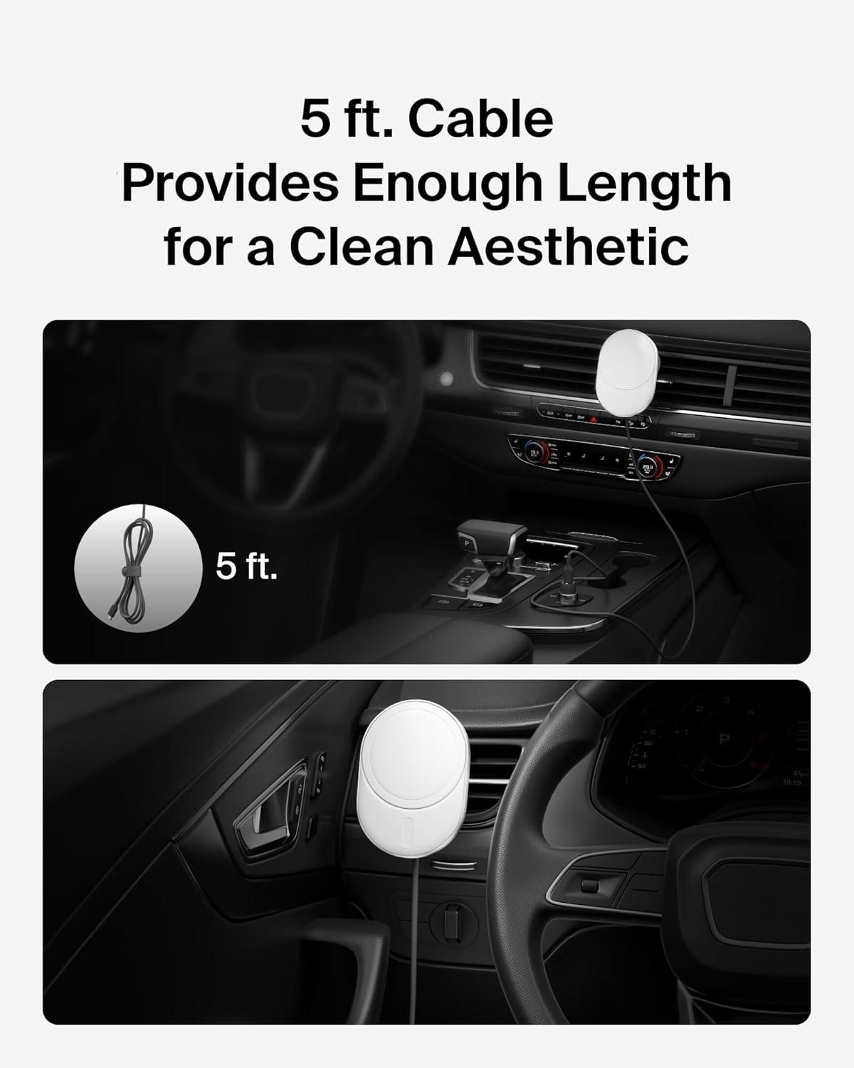 imageBelkin MagSafeCompatible Wireless Car Charger 15W Fast Charging Wireless Charger Powerful Magnetic Vent Holder for iPhone 17 16 15 14 13 Series Pixel 10 Secure Car Phone Mount WhiteCharging Mount New Model