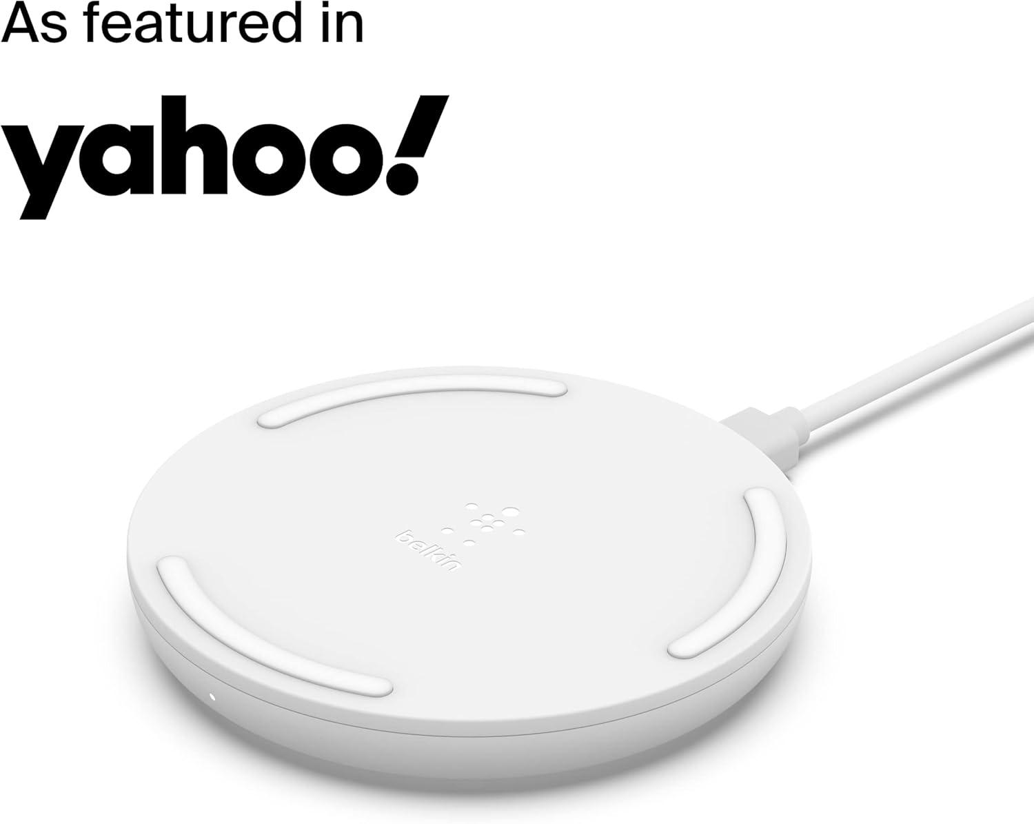 imageBelkin Quick Charge Wireless Charging Pad  10W QiCertified Charger Pad for iPhone Samsung Galaxy Apple Airpods Pro amp More  Charge While Listening to Music Streaming Videos amp Video Calls  White