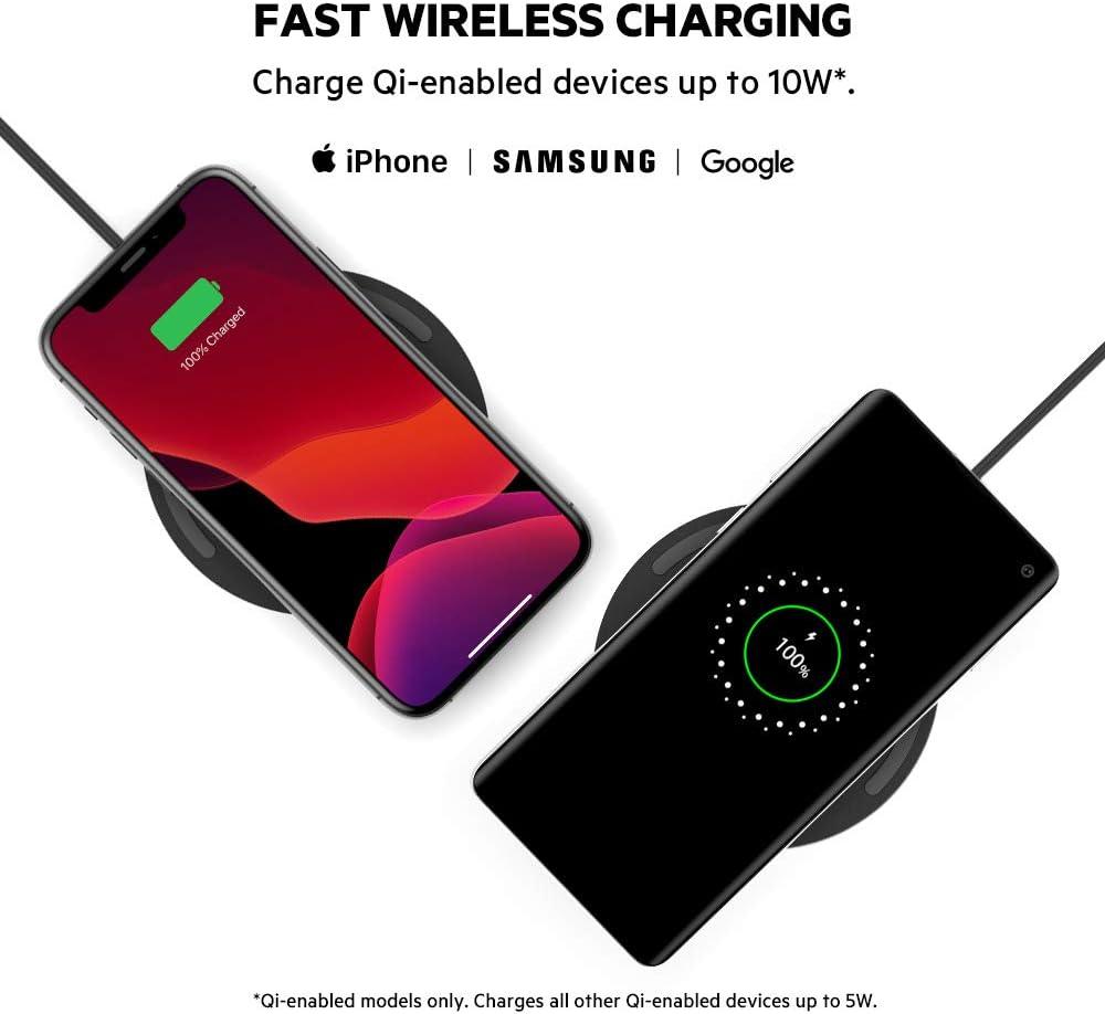 imageBelkin Quick Charge Wireless Charging Pad  10W QiCertified Charger Pad for iPhone Samsung Galaxy Apple Airpods Pro amp More  Charge While Listening to Music Streaming Videos amp Video Calls  White