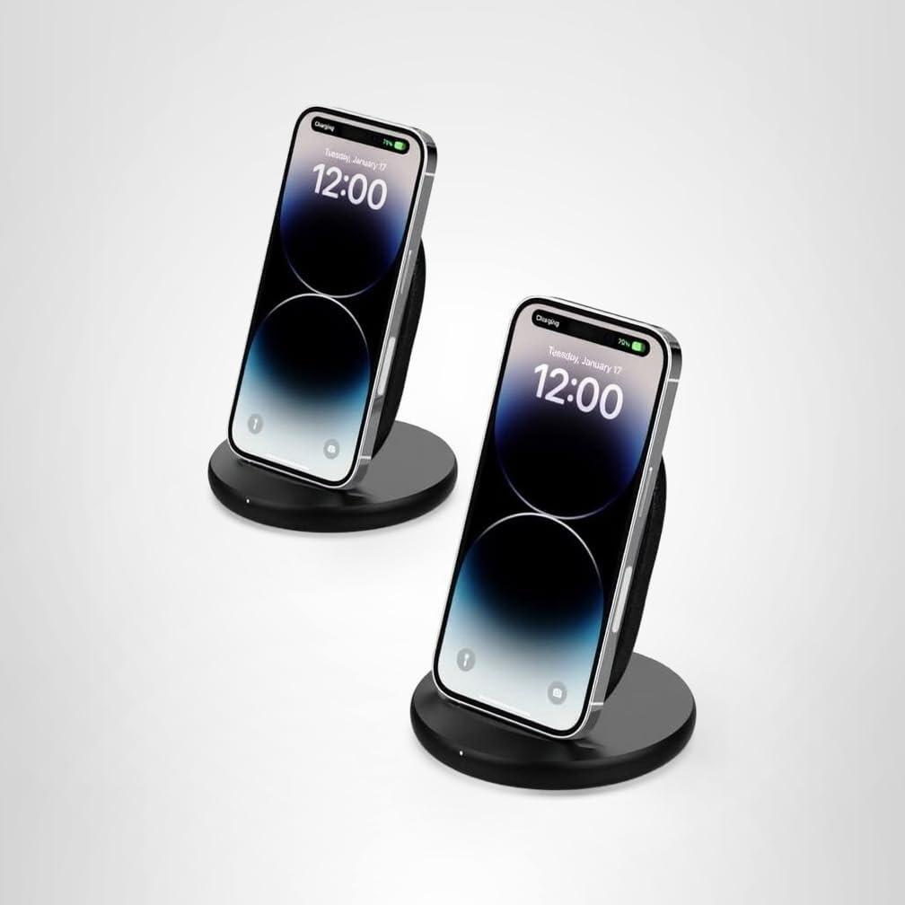 imageBelkin Quick Charge Wireless Charging Stand 15W QiCertified Charger Stand for iPhone Galaxy Pixel amp More Charge While Listening to Music Video Streaming amp Video Calling Black No PSU15W No Power Supply 2Pack