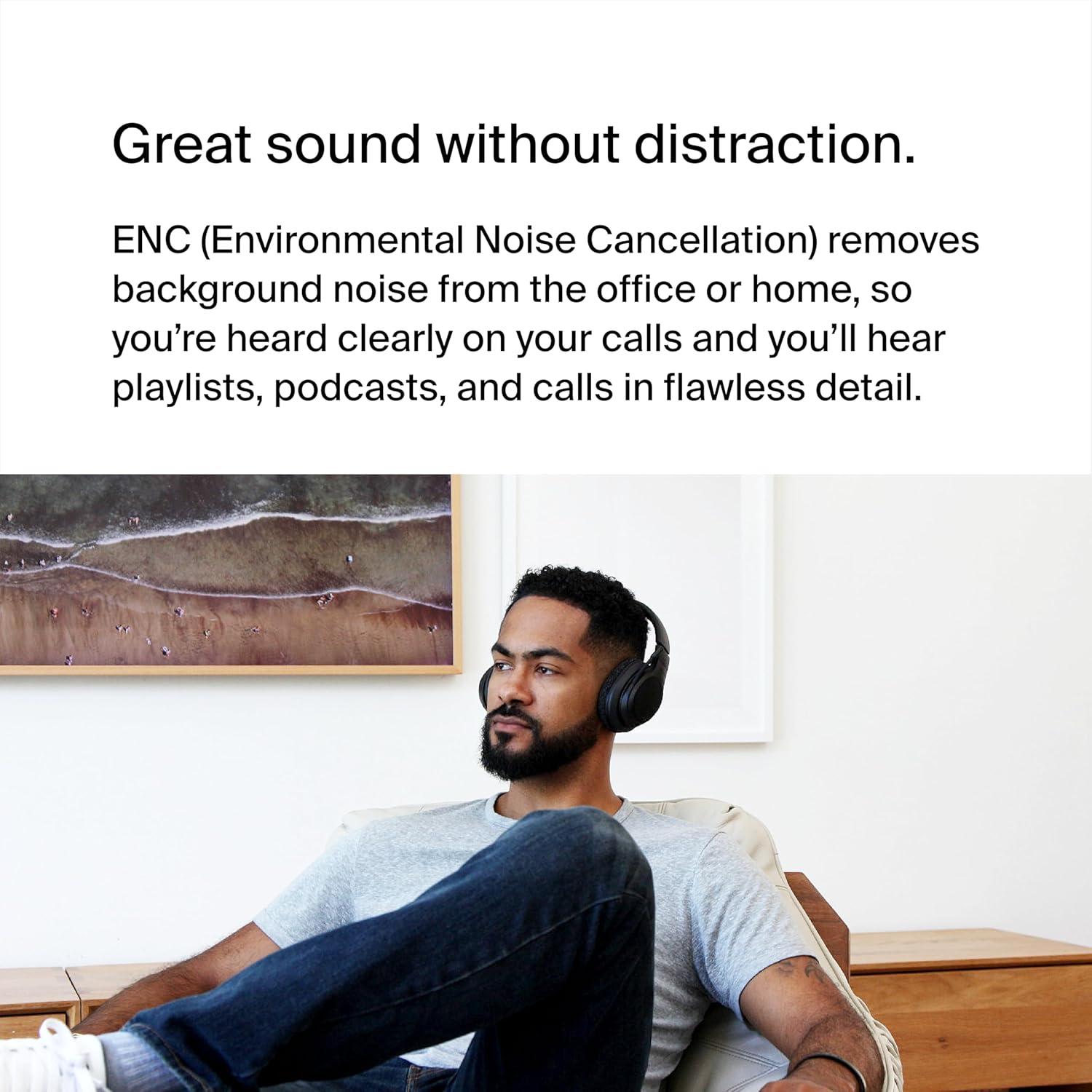 imageBelkin SoundForm Adapt Wireless OverEar HeadsetHeadphones for Work Play Gaming amp Travel wBuiltin Boom Microphone 45H Battery Life Compatible with iPhone iPad Galaxy and More Black