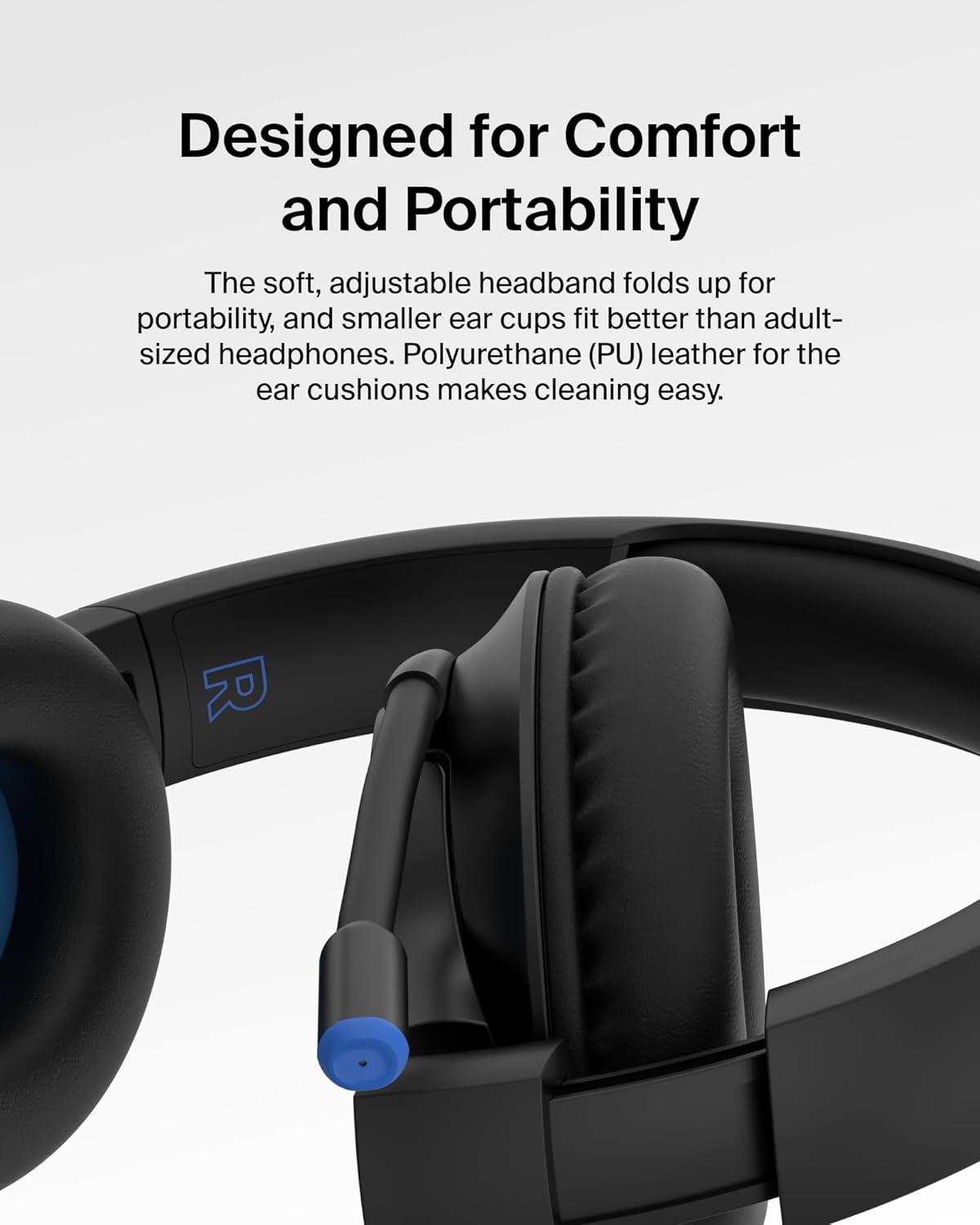 imageBelkin SoundForm Inspire Wireless OverEar Headset for Kids Online Learning amp Travel wBuiltin Microphone 85dB Safe Volume Limit 35H Battery Compatible wiPhone iPad Galaxy amp More LavenderBlack