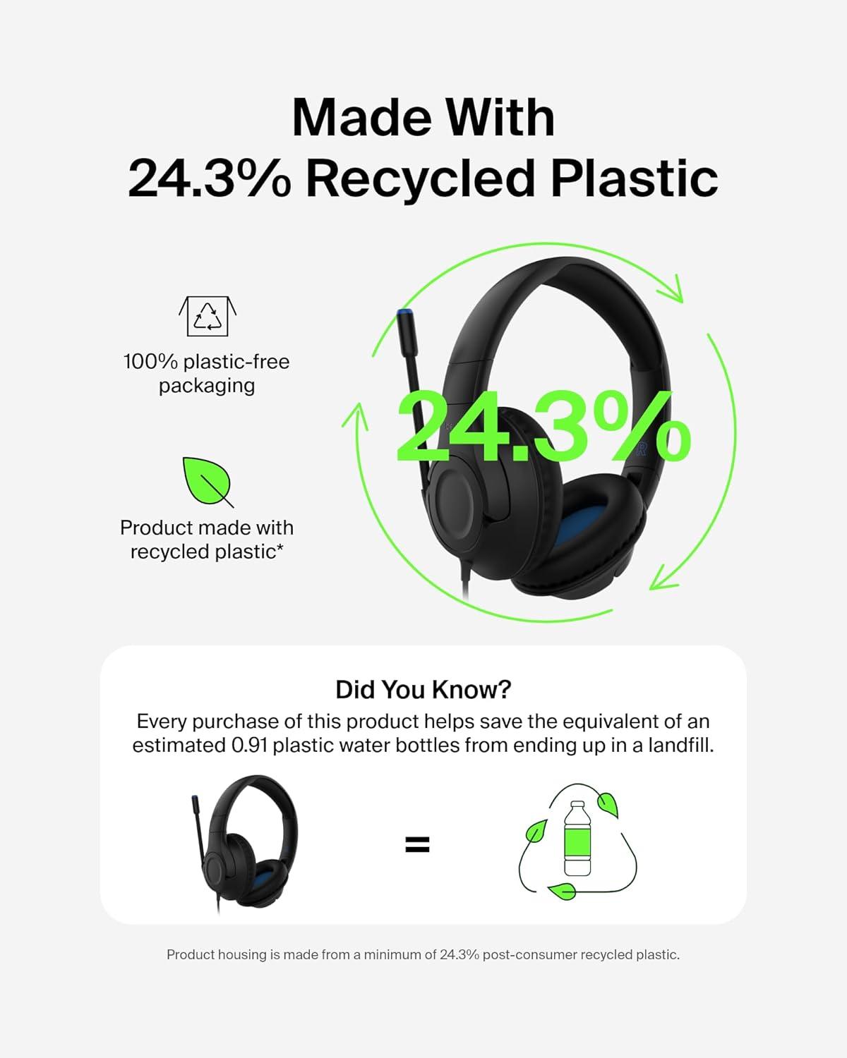 imageBelkin SoundForm Inspire Wireless OverEar Headset for Kids Online Learning amp Travel wBuiltin Microphone 85dB Safe Volume Limit 35H Battery Compatible wiPhone iPad Galaxy amp More LavenderBlack