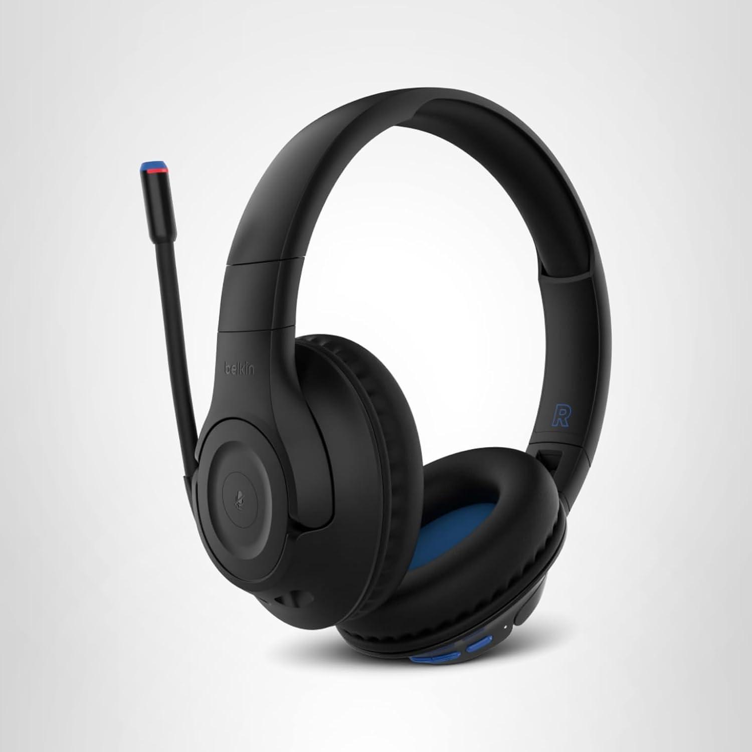 imageBelkin SoundForm Inspire Wireless OverEar Headset for Kids Online Learning amp Travel wBuiltin Microphone 85dB Safe Volume Limit 35H Battery Compatible wiPhone iPad Galaxy amp More LavenderBlack