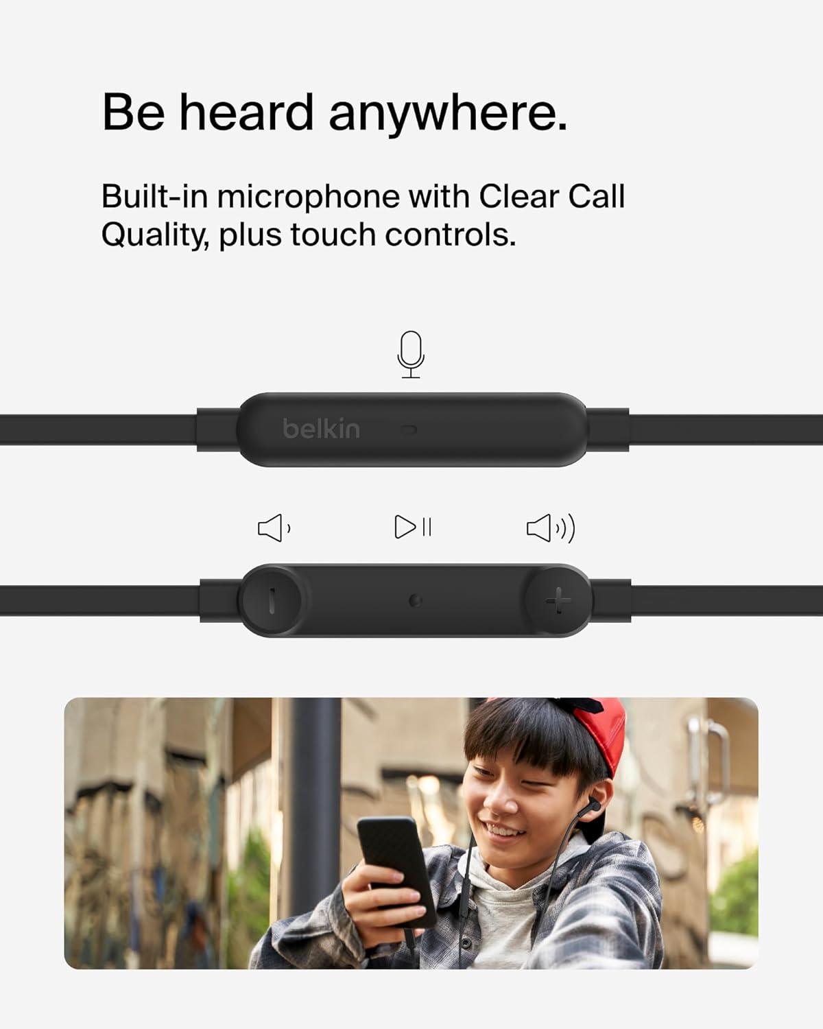 imageBelkin SoundForm Wired Earbuds with USBC Connector inEar Earphones wMicrophone USBC Headphones for iPhone 17 iPhone 16 iPad mini Galaxy S25 Google Pixel 9 Android and More BlackBlack