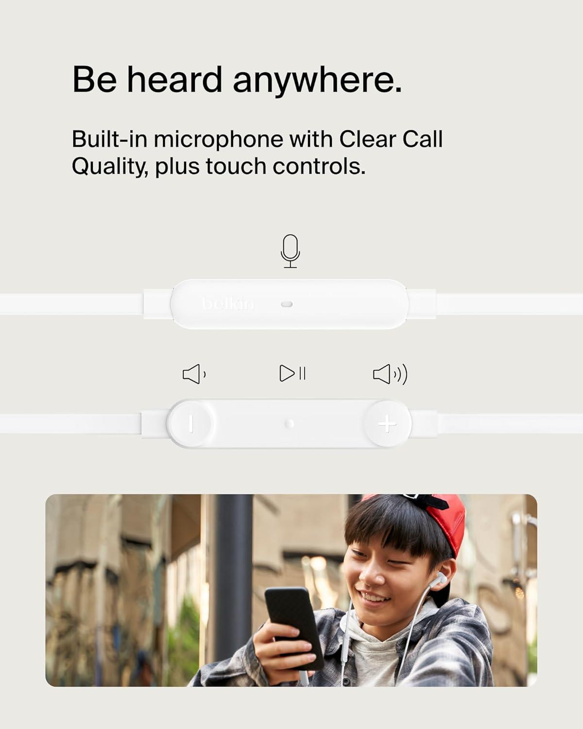 imageBelkin SoundForm Wired Earbuds with USBC Connector inEar Earphones wMicrophone USBC Headphones for iPhone 17 iPhone 16 iPad mini Galaxy S25 Google Pixel 9 Android and More BlackWhite