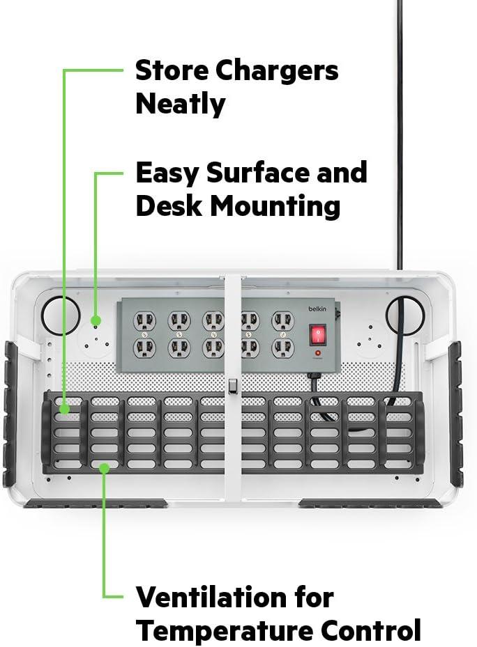imageBelkin Store and Charge W Fixed Dividers AC Classroom Charging Station for Laptops amp Tablets Organization iPad Up To 10 Devices Including iPads More