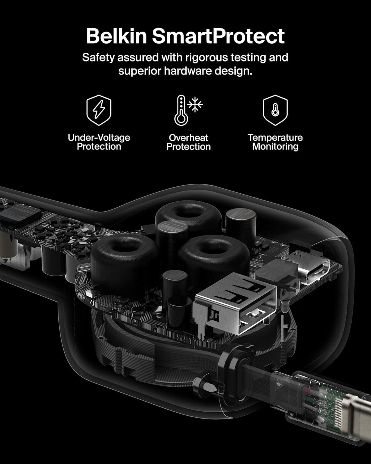 imageBelkin USB C Car Charger 75W w 30in Retractable USB C Cable iPhone Charger Compatible with iPhone 17 amp 16 Series Galaxy S25 Series AirPods Tablet MacBook Chromebook etc Travel Essentials