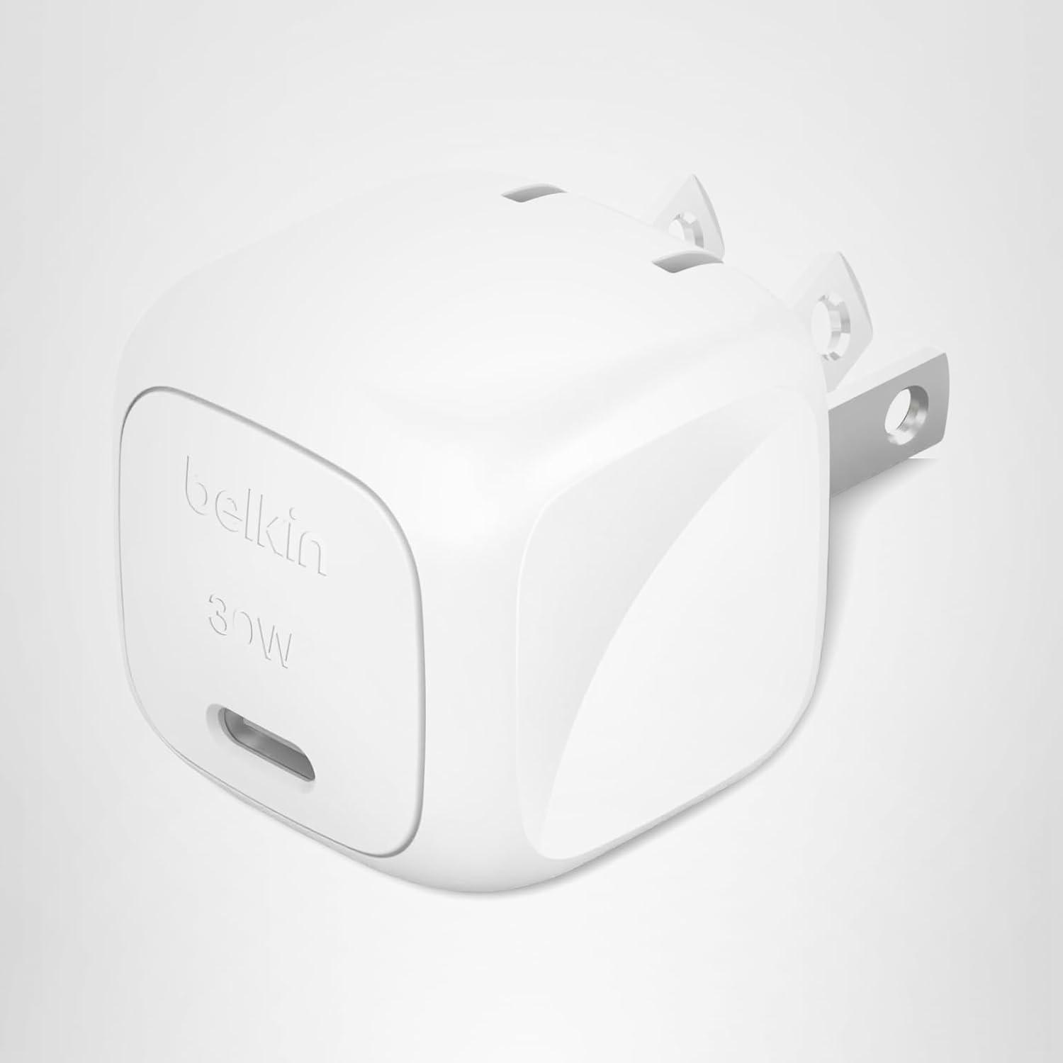 imageBelkin USB C Charger Block 30W USBC PD Super Fast Charging for Apple iPhone 17 Air Pro Pro Max Samsung Galaxy S25 Galaxy S24 iPad AirPods Nintendo Switch 2 Google Pixel 10 etc White30W