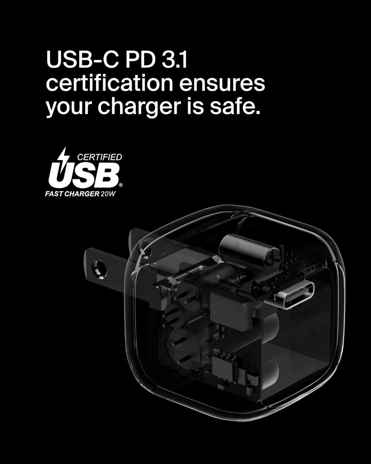 imageBelkin USB C Charger Block 30W USBC PD Super Fast Charging for Apple iPhone 17 Air Pro Pro Max Samsung Galaxy S25 Galaxy S24 iPad AirPods Nintendo Switch 2 Google Pixel 10 etc White20W