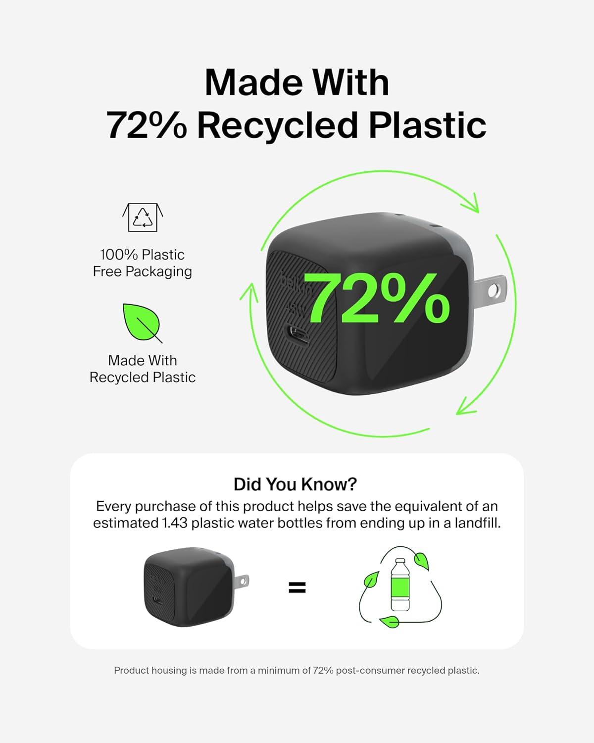 imageBelkin USB C Charger Block 45W PD31 PPS Super Fast Charging Samsung Galaxy S25 S24 Apple iPhone 17 Air Pro Pro Max AirPods Apple Watch Google Pixel 10 Nintendo Switch etc BlackSingle Pack