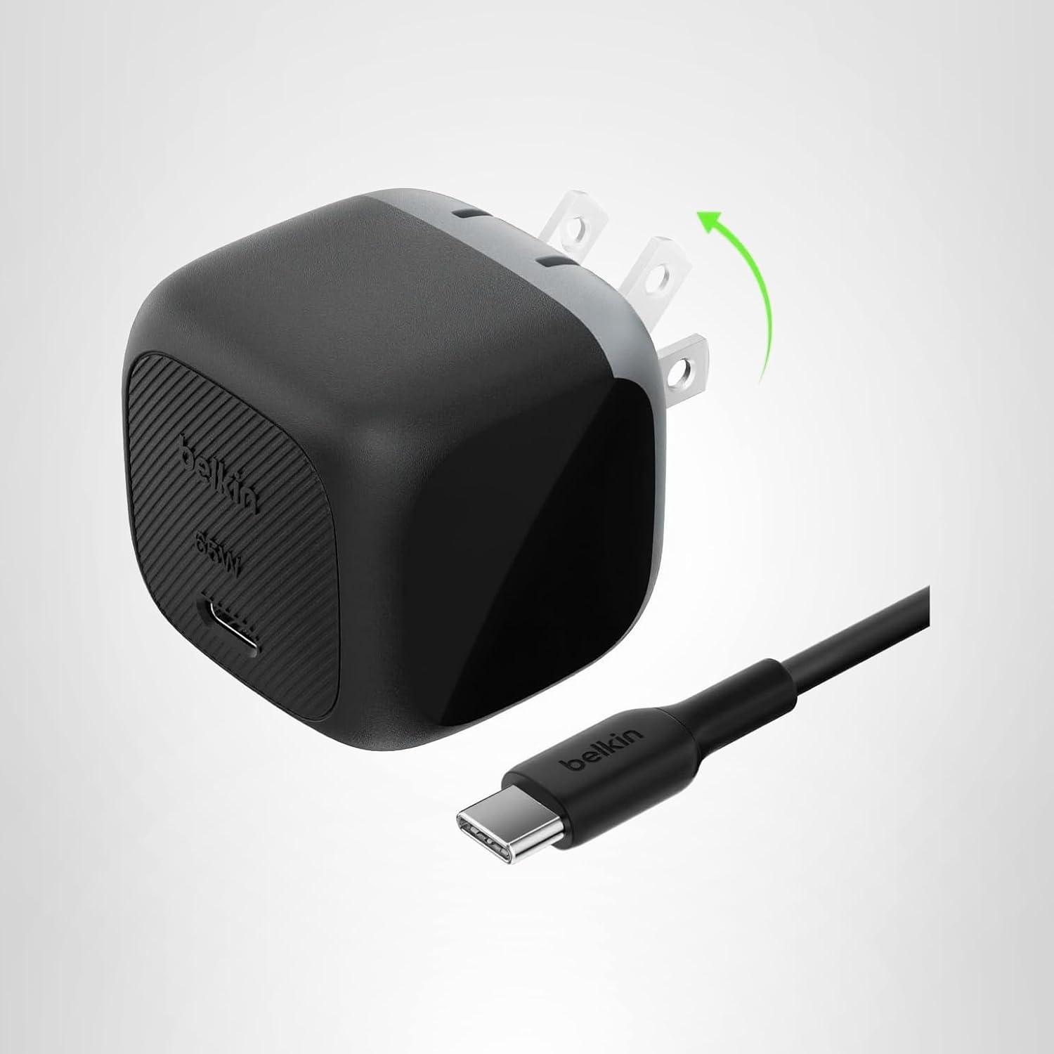 imageBelkin USB C Charger Block 65W Super Fast Charging Block Type C Wall Charger Apple iPhone 17 Air Pro Galaxy S25 Google Pixel 10 MacBook AirPods Chromebook Nintendo Switch 2 amp More BlackSingle Pack USBC Cable