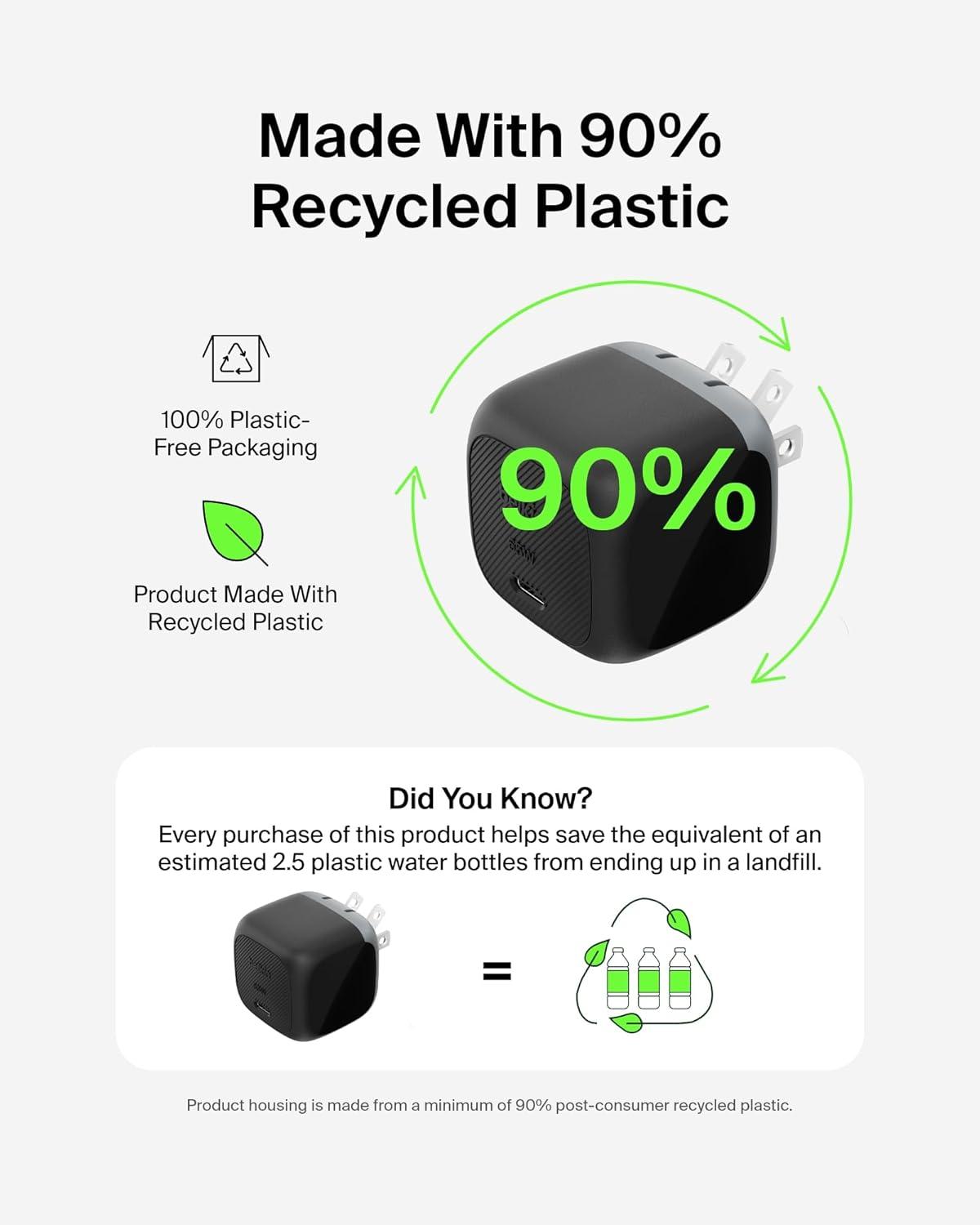 imageBelkin USB C Charger Block 65W Super Fast Charging Block Type C Wall Charger Apple iPhone 17 Air Pro Galaxy S25 Google Pixel 10 MacBook AirPods Chromebook Nintendo Switch 2 amp More BlackSingle Pack