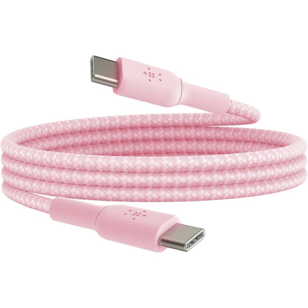 imageBelkin BoostCharge 2M66ft Braided USBC to USBC Cable for iPhone 17 iPhone 17 Pro iPhone 17 Pro Max Galaxy S25 S24 Note Pixel 10 amp 9 iPad Pro Nintendo Switch 2 amp More PinkPink