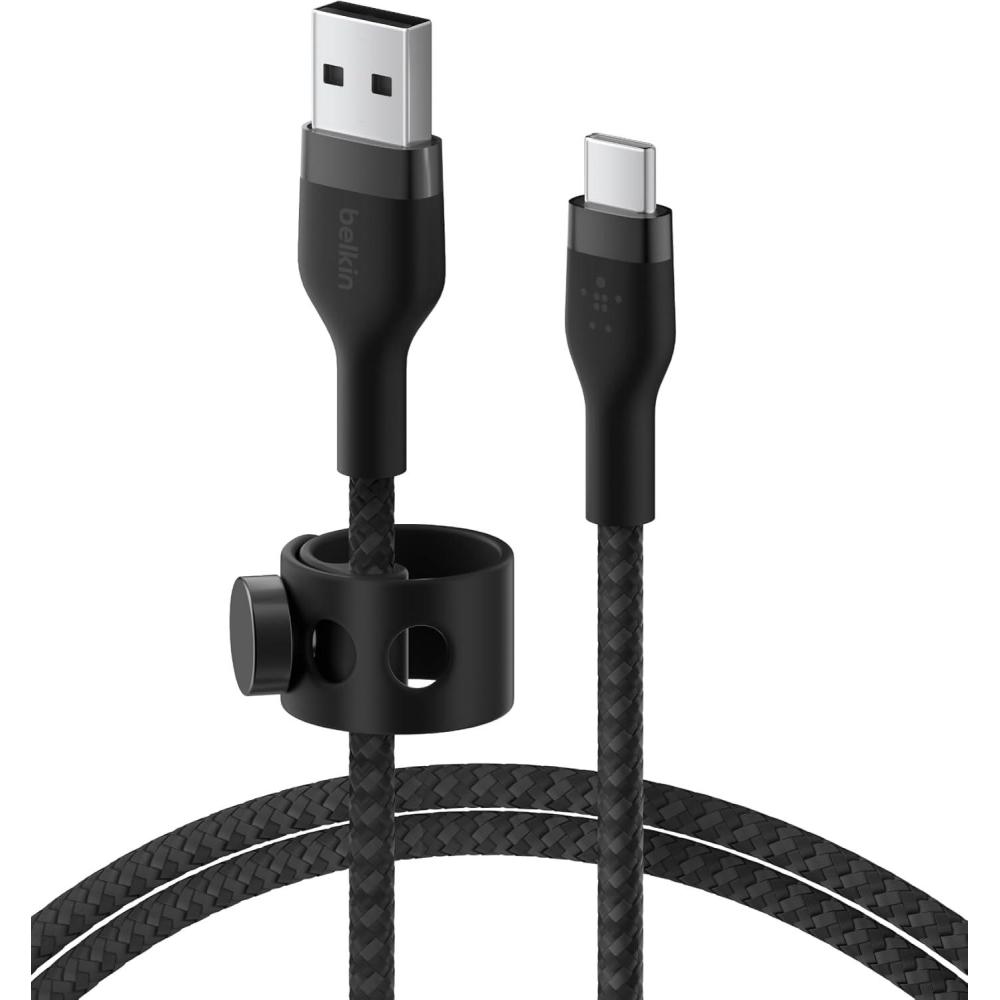 imageBelkin BoostCharge Pro Flex Braided USBC to USBA 2M66ft Fast Charging Cable USBIF Certified for iPhone 17 iPhone 17 Pro iPad Pro Galaxy S25 S24 Pixel Nintendo Switch 2 amp More BlackBraided 66 ft