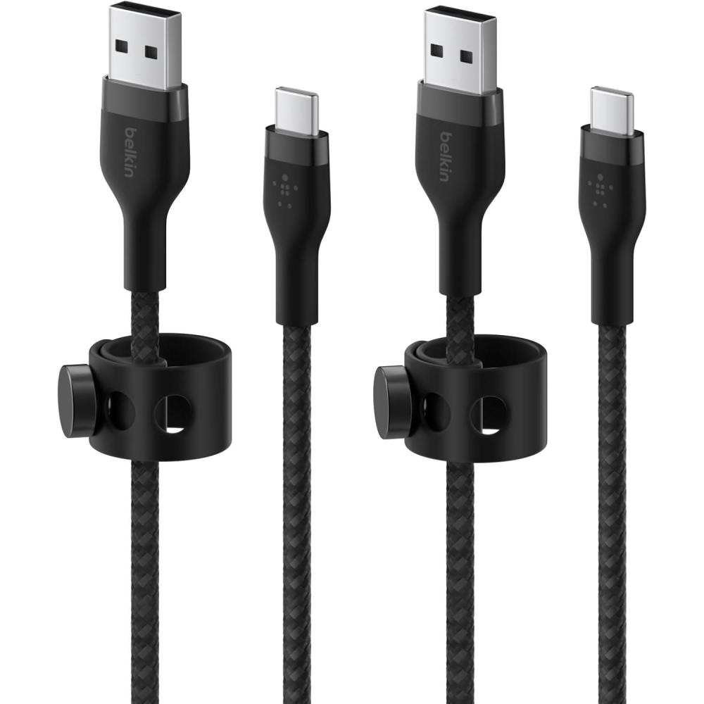 imageBelkin BoostCharge Pro Flex Braided USBC to USBA 2M66ft Fast Charging Cable USBIF Certified for iPhone 17 iPhone 17 Pro iPad Pro Galaxy S25 S24 Pixel Nintendo Switch 2 amp More BlackBraided 66 ft 2 pack