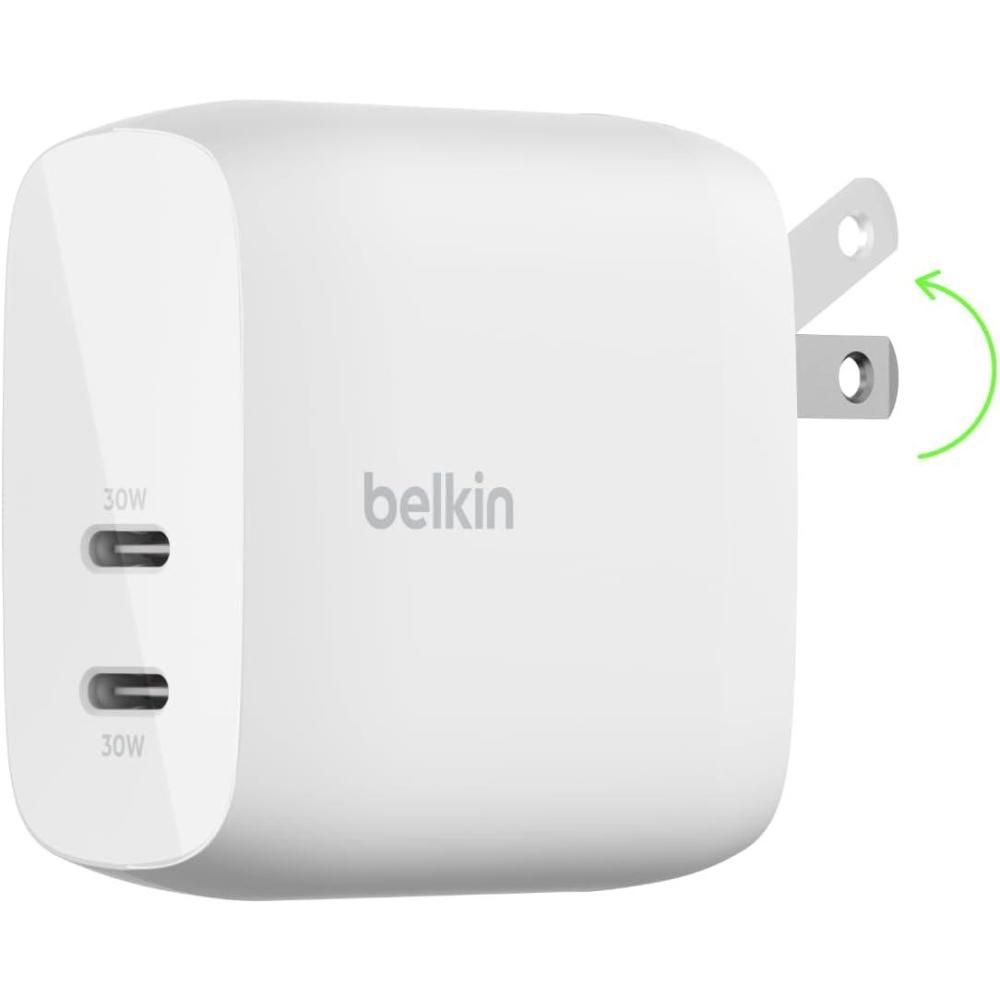 imageBelkin Dual USB C Charger Block 60W wPPS Super Fast Charging  Samsung Galaxy S25 Apple iPhone 17 Air Pro Pro Max iPad AirPods Apple Watch Google Pixel Nintendo Switch 2  WhitePack of 6