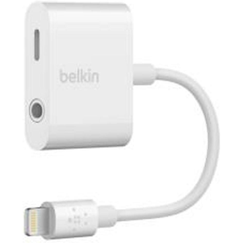 imageBelkin F8J212BTWHT Lightning amp 35mm Audio Dual Adapter Compatible with iPhone 1413 12 SE 11 XR MFi Certified Earphones amp Charge Simultaneously Data Transfer WhiteLightning 35mm Audio