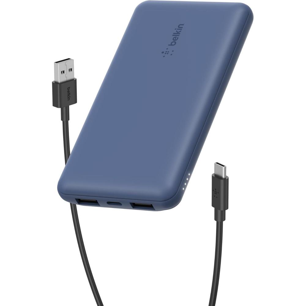 imageBelkin Portable Charger USB C Power Bank 10000 mAh w 2xUSBA Ports 15W w TypeC to TypeA Cable  iPhone 17 Air Pro Pro Max Samsung Galaxy S25 Nintendo Switch 2 Google Pixel 10 etc  BlueBlue