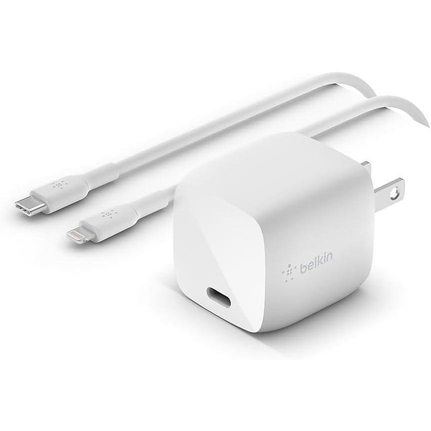 imageBelkin USB C Charger Block 30W USBC to C Cable Included PPS USBIF Certified PD 30 Super Fast Charging Samsung Galaxy S25 Apple iPhone 17 Air Google Pixel Nintendo Switch 2 amp More White30W GaN Lightning Cable