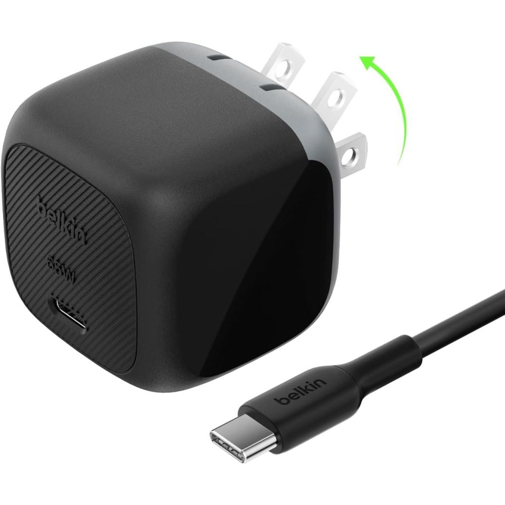 imageBelkin USB C Charger Block 65W Super Fast Charging Block Type C Wall Charger Apple iPhone 17 Air Pro Galaxy S25 Google Pixel 10 MacBook AirPods Chromebook Nintendo Switch 2 amp More BlackSingle Pack USBC Cable
