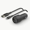 Belkin 24 Watt Dual USB Car Charger – 2 12W USB A Ports with USB-C Cable for Fast Charging Apple iPhone 14, 14 Pro, 14 Pro Max, iPhone 13, Samsung Galaxy, AirPods & More – USB-C Charger(24W (Pack of 2))